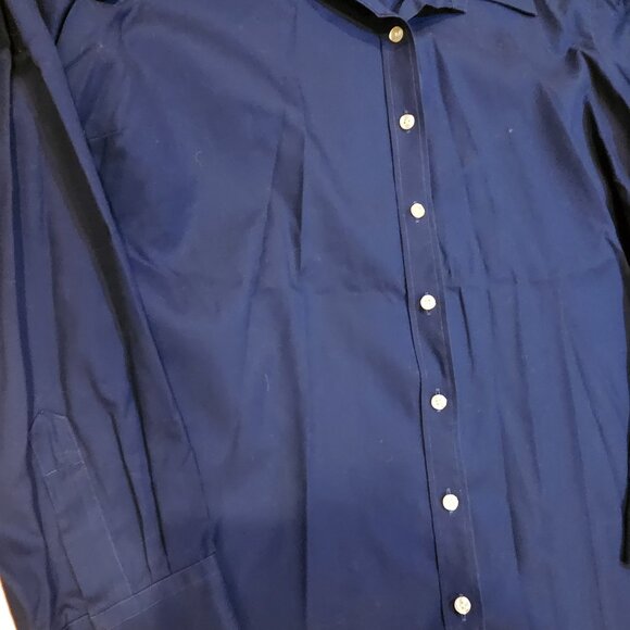 26W Lands End No Iron Pinpoint Oxford -Saphire Blue - Picture 3 of 4